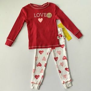 NWT Rabbit + Bear by Emily & Oliver Organic Cotton 2-Piece LOVE Matching PJ Set
